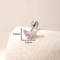 Orecchino a perno a farfalla in zircone rosa con chiusura a vite in argento - Rosa (Pezzo singolo)