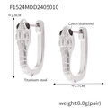 Silver snake-shaped titanium steel hoop earrings with black Czech diamond accents - Steel Color Black Zircon