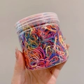 Set di elastici per capelli colorati ad alta elasticità in un barattolo di plastica - Barattolo / 4# Colori Misti Piccoli Anelli (Circa 2000 Pezzi)