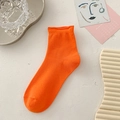 Vibrant bright orange crew cotton socks with stylish rolled edges for a casual daily look - One Size / Orange Red