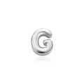 Ciondolo lettera G argento con effetto palloncino 3D metallico su bianco - Lettera G Argento (Senza Catena)