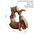 Statuine di conigli genitore-figlio in resina, effetto legno, dimensioni 10x9x3,5cm - Simpatico Ornamento a Forma di Coniglio Genitore-Figlio