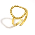 Anello aperto in acciaio inossidabile placcato oro 18K con design a cerchio di perline - Anello Aperto a Forma di O Con Perline - Oro
