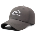 Dark grey quick-dry baseball cap with mountain embroidery and laser-cut vents - Adjustable / Dark Gray