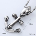 Punk style stainless steel cross pendant featuring gothic skull and alien design elements - Alien Skull Anchor (Style 5)