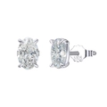 Orecchini a perno in argento 925 con pietre di moissanite a taglio ovale elegante - Argento
