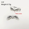 Silver dragonfly wing spacer bead for DIY jewelry making, 20mm alloy wing charm - Size 11