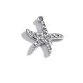 Pendentif étoile de mer argenté serti de cristaux brillants avec finition polie - Argent-Étoile de mer