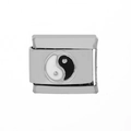 Italian modular charm in stainless steel featuring a black and white Tai Chi Yin Yang design - 0066 - Bagua Diagram