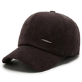 Casquette de baseball en velours côtelé marron foncé pour homme avec protège-oreilles - Réglable / Café
