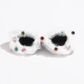 Occhiali da sole cat-eye con bordo in finta pelliccia bianca e strass colorati brillanti - Bianco