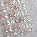 5D ultra-thin flame nail stickers TS-518 white pattern on gray plush background - TS-518 White Flame