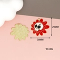 Red flower and white skull alloy pendant with dimensions 29mm by 30mm for DIY jewelry - Sunflower Skull