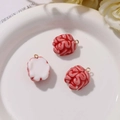 Macro di ciondoli a forma di cervello in resina rosa per orecchini e accessori fai-da-te - Cervello Rosso