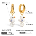 Waterproof stainless steel hoop earrings with white duck and pearl drops for women - White Duck with Pearl