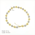 Detailed view of 10mm gold and silver mixed beads necklace with dimensions and weight - DN240651-D-10mm Two-Color Splicing Style (Gold Silver) / 10mm