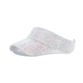 Detail view of white sun visor hat with sparkling rhinestones for outdoor fashion - Clear Multicolor