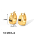 Detail of 18K gold plated hoop earrings with ribbed texture and square black zircon - Gold + Black Zirconia (TE6173-BK)