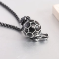 Collana con ciondolo a pallone da calcio alla moda per tifosi sportivi con catena nera - Collana di calcio nera con catena