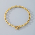 Collana chic a catena a O in acciaio inossidabile dorato con chiusura a levetta OT moderna - Bracciale 19CM / 5MM Oro
