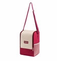 Borsa termica bordeaux e beige con tracolla regolabile e tasca laterale in rete - Borgogna