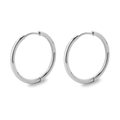 Minimalist silver stainless steel hoop earrings with polished smooth surface in pair - 2.0*18mm / Steel