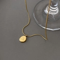 Gold oval pendant snake chain necklace with 'You are valuable' engraved on the charm - Gold Engraved Round Tag Style (Titanium Steel)