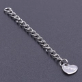 Silver stainless steel necklace extender chain with a heart-shaped tag engraved S.Steel - S1654 Heart Tag / Silver