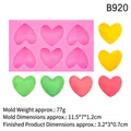 Pink heart-shaped silicone mold for fondant cakes with 6 cavities and 77g weight - 2#B920 6-Cavity Heart / Pink