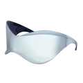 Futuristic silver rimless wrap-around cycling sunglasses with a Y2K shield design - Silver Mirrored