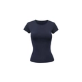 Slim fit navy blue modal short sleeve t-shirt with ribbed texture and round neck - L / Navy Blue