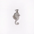Pendentif hippocampe en argent incrusté de zircons blancs pour colliers style océan - Hippocampe Entièrement en Zircone Argenté (Style 11)