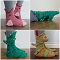 Detailed knit socks set showing 3D animal shapes like crocodiles, fish, and sharks - Crocodile-Thickened