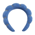 Blue towel cloth sponge headband for washing face with sparkling rhinestone decorations - Single Headband (Terry Cloth) / Dark Blue with Rhinestones
