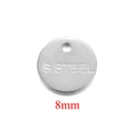 Minimalist 8mm circular stainless steel pendant charm in silver finish with S.Steel engraving - Steel Color 8mm Round