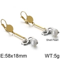 Elegantes pendientes de lazo dorado con borla de perla de concha y símbolo infinito - Dorado-Acero