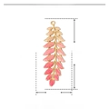 Macro view of a 60mm leaf pendant with pink enamel gradient and stainless steel dimensions - Pink Gradient Leaf (60x19mm)