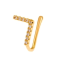 Golden non-piercing U-shaped nose clip with number 7 zircon butterfly snake shape design - Number 7 Shape (X605) / Gold