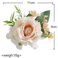 Wedding boutonniere with champagne silk rose and green leaves, size 11x9cm, weight 10g - Champagne-Wrist Flower