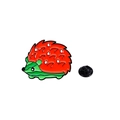 Spilla smaltata carina a forma di riccio fragola in lega di zinco con chiusura a farfalla - Riccio Fragola