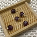 Faceted tiger eye stone pendant in deep purple red with golden clasp oval shape - No.23 Purple Red Stone