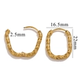 Golden textured stainless steel hoop earrings measuring 22mm by 16.5mm with hammered finish - Gold Double Patterned