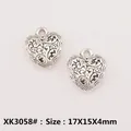 Antique silver alloy heart charm with floral engraving, 17x15x4mm DIY jewelry pendant - XK3058# (Filigree Scroll Heart)