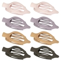 Oval cut-out hair clips set in pink, purple, camel, and dark brown plastic resin - Set 32 (Pack of 8)