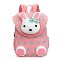 Mochila infantil rosa con lunares azules y decoración de conejo de peluche 3D - Rosa