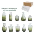 Size chart for 10-piece set of green vintage glass vases with embossed patterns - Green (10 Pieces Set)