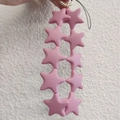 Pink silicone star pendant keychain with golden ring and black lanyard for accessories - Rosewood Pink (10 Stars)