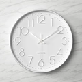 Orologio da parete silenzioso da 25cm con numeri 3D argento e quadrante bianco - 10 Pollici Cornice Argento Quadrante Bianco
