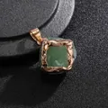 Green raw gemstone heart pendant with textured gold plated edge and bail hardware - Gold Edge Green Jade Cube 20mm - Pendant Only