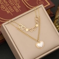 Double-layer stainless steel heart necklace with pearl heart pendant on a gift box - Double Layer Heart Necklace (1#项链)